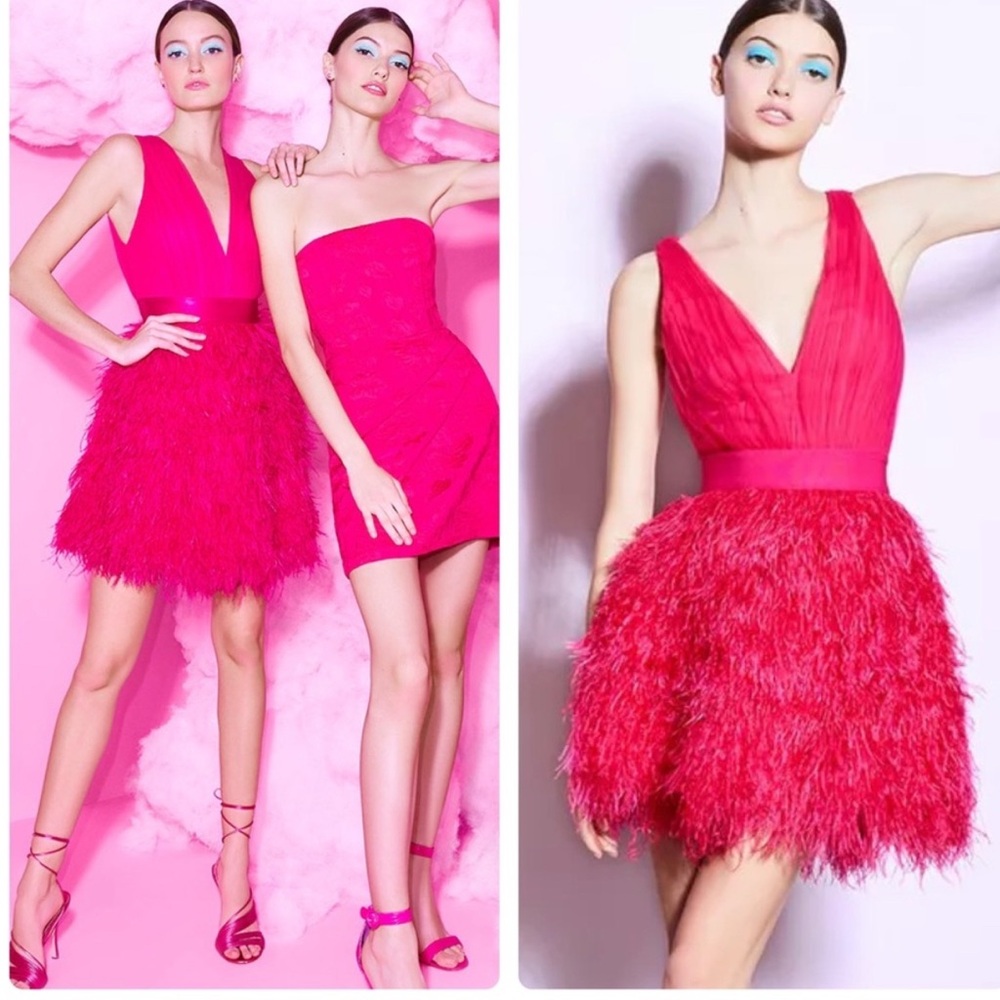 Alice + Olivia Tehran Feather Party Mini Dress
